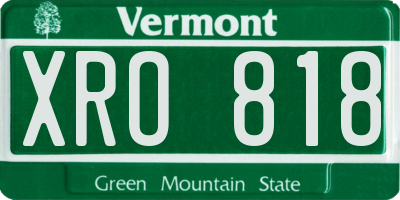 VT license plate XRO818