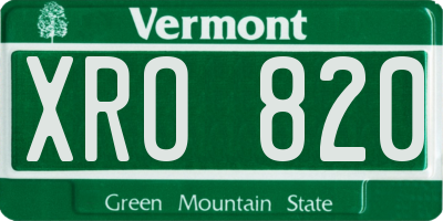 VT license plate XRO820