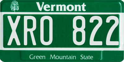 VT license plate XRO822