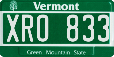 VT license plate XRO833