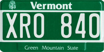 VT license plate XRO840