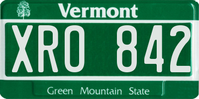 VT license plate XRO842