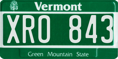 VT license plate XRO843