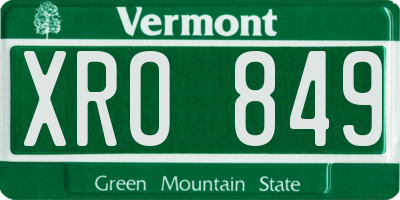 VT license plate XRO849