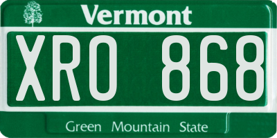 VT license plate XRO868