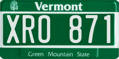 VT license plate XRO871