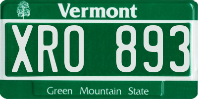 VT license plate XRO893