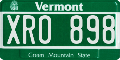 VT license plate XRO898