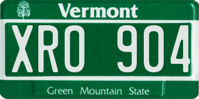 VT license plate XRO904