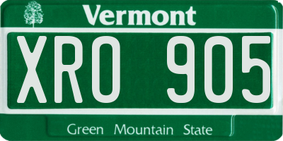 VT license plate XRO905