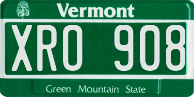 VT license plate XRO908