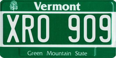 VT license plate XRO909