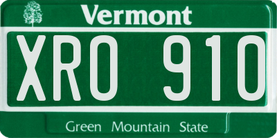 VT license plate XRO910