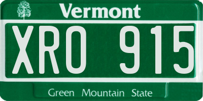 VT license plate XRO915