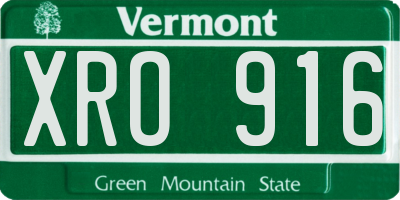 VT license plate XRO916