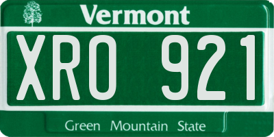 VT license plate XRO921