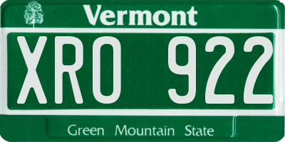 VT license plate XRO922