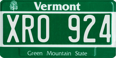 VT license plate XRO924