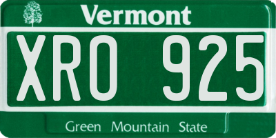 VT license plate XRO925