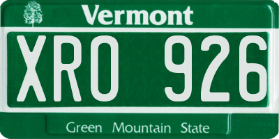 VT license plate XRO926