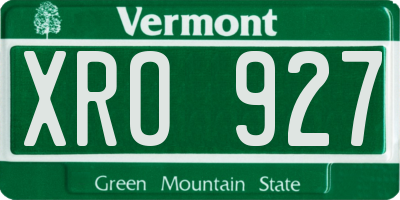 VT license plate XRO927