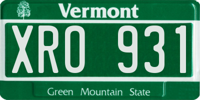 VT license plate XRO931