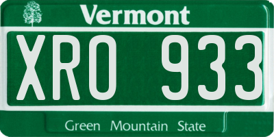 VT license plate XRO933