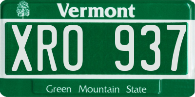 VT license plate XRO937