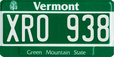 VT license plate XRO938