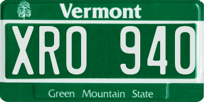 VT license plate XRO940