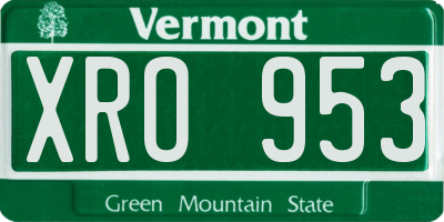 VT license plate XRO953