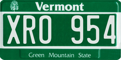 VT license plate XRO954