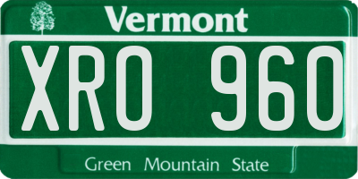 VT license plate XRO960