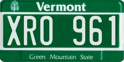 VT license plate XRO961