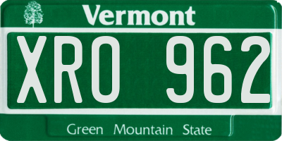 VT license plate XRO962