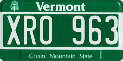 VT license plate XRO963