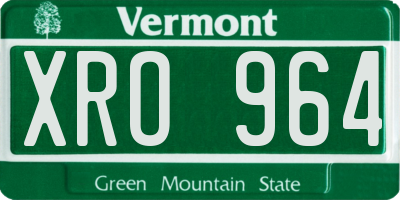 VT license plate XRO964