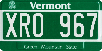 VT license plate XRO967