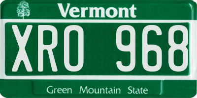 VT license plate XRO968