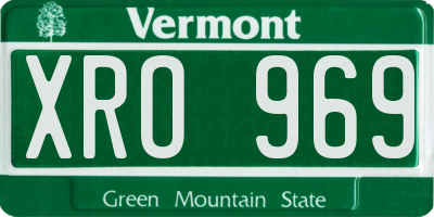 VT license plate XRO969