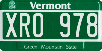 VT license plate XRO978
