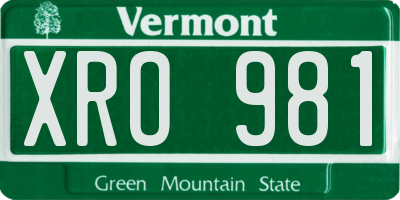 VT license plate XRO981