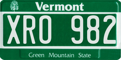 VT license plate XRO982