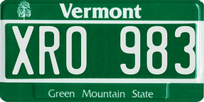 VT license plate XRO983