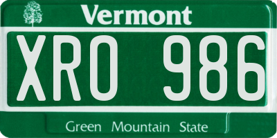 VT license plate XRO986
