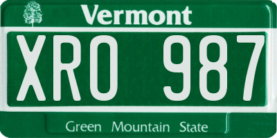 VT license plate XRO987