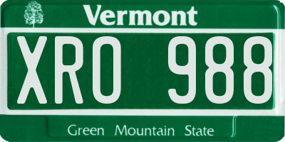 VT license plate XRO988