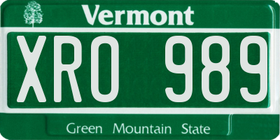 VT license plate XRO989