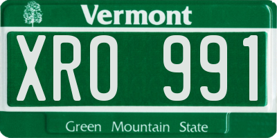 VT license plate XRO991