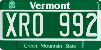 VT license plate XRO992